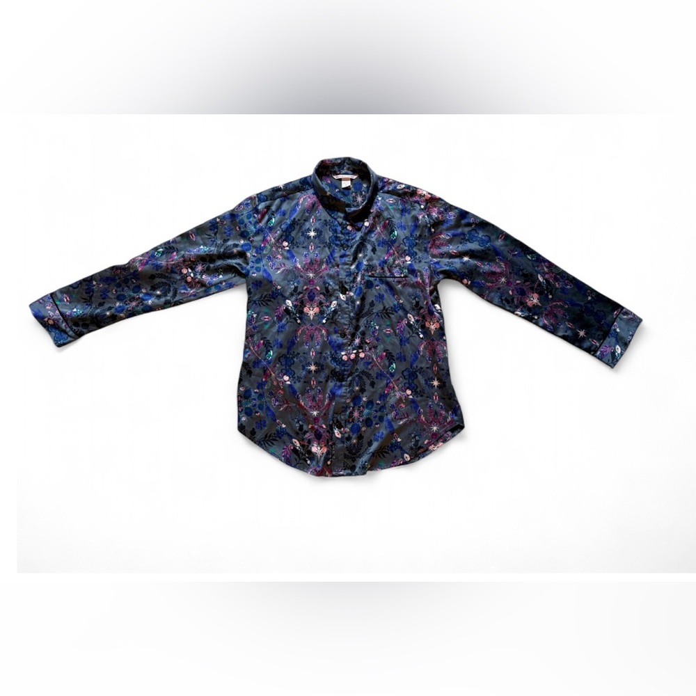 Victoria's Secret floral button down silk sleep top size small